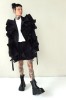 SPECIAL BLACK AVANT-GARDE COAT WITH DETAILS