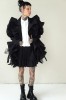 SPECIAL BLACK AVANT-GARDE COAT WITH DETAILS