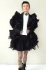SPECIAL BLACK AVANT-GARDE COAT WITH DETAILS