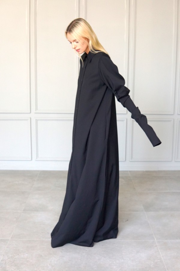 Royal black dress, black long sleeve dress