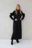 Edgy Wool Couture Gown, Black Maxi Dress with Taffeta Roses