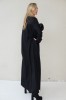 Edgy Wool Couture Gown, Black Maxi Dress with Taffeta Roses