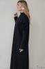 Edgy Wool Couture Gown, Black Maxi Dress with Taffeta Roses
