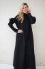 Edgy Wool Couture Gown, Black Maxi Dress with Taffeta Roses