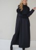 Edgy Wool Couture Gown, Black Maxi Dress with Taffeta Roses