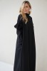 Edgy Wool Couture Gown, Black Maxi Dress with Taffeta Roses