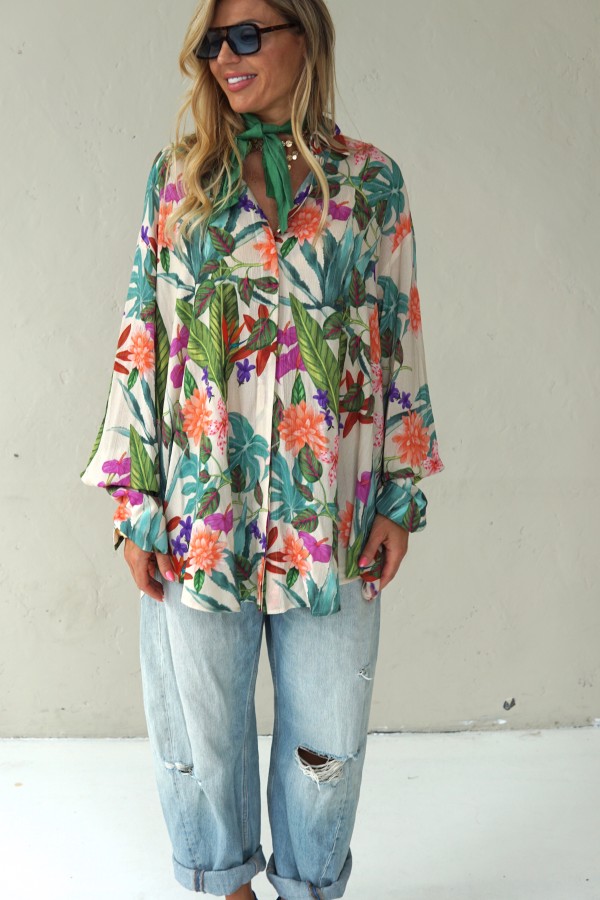 Floral viscose long shirts