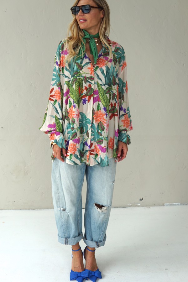 Floral viscose long shirts