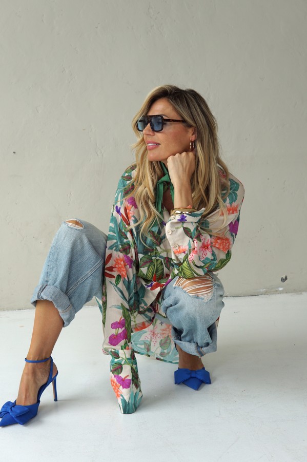 Floral viscose long shirts