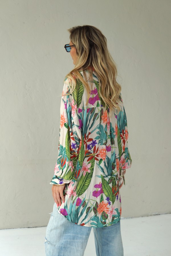 Floral viscose long shirts