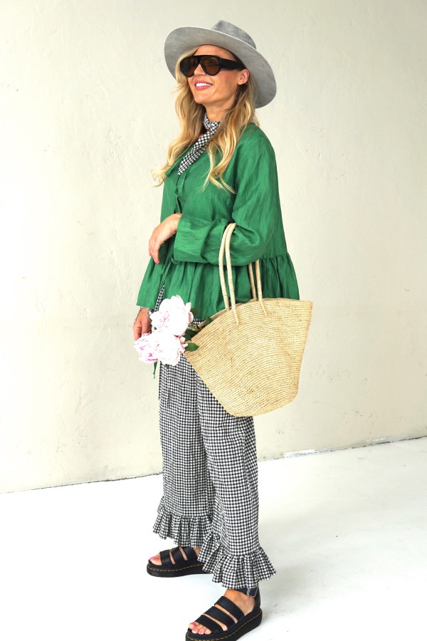 GREEN LINEN JACKET WITH LACES