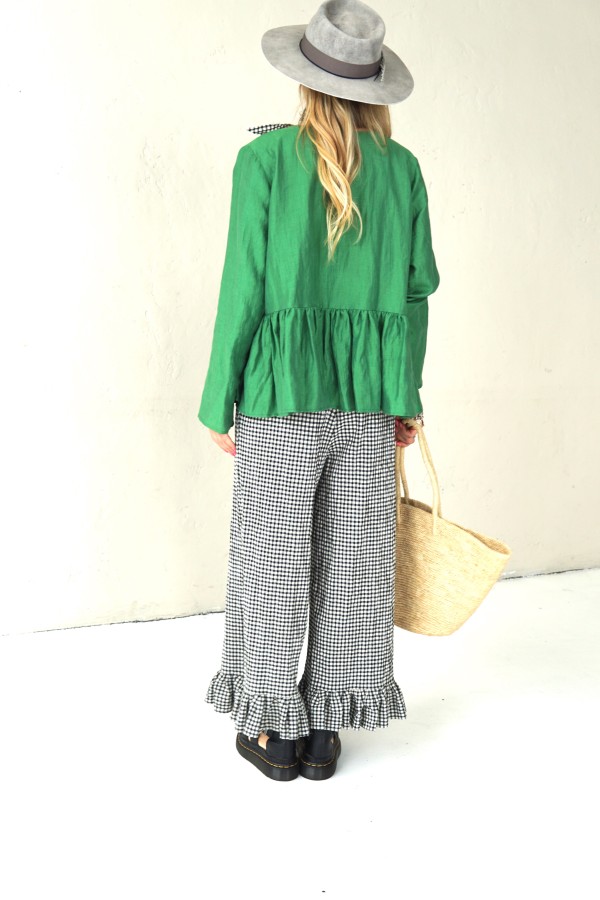 GREEN LINEN JACKET WITH LACES