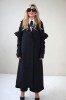 BLACK COAT WITH DETAILS ON THE SLEEVES