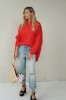 Impressive red loose-fitting shirt with pleats at the back