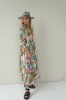 LONG, LIGHTLY FALLING VISCOSE FLORAL DRESS