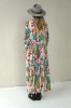 LONG, LIGHTLY FALLING VISCOSE FLORAL DRESS