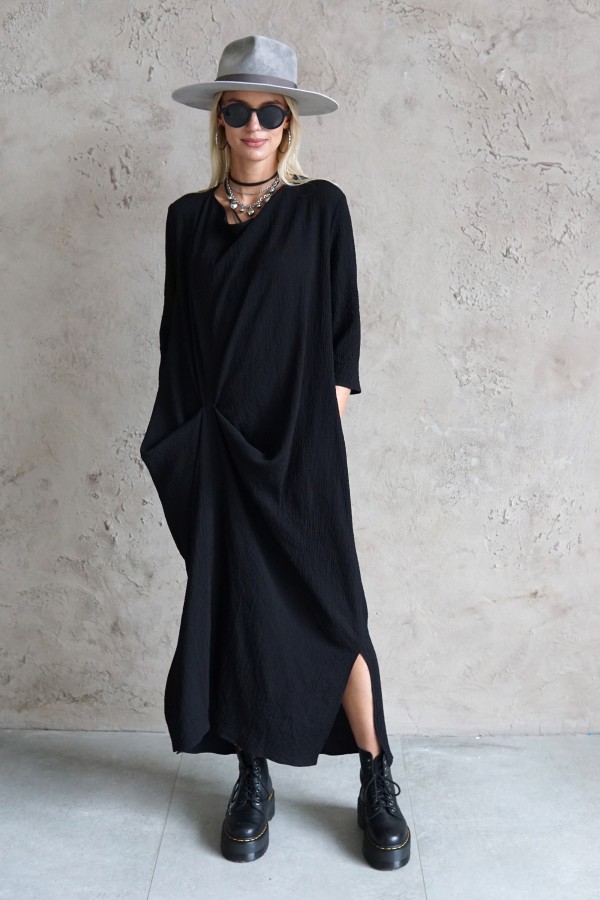 LONG COTTON DRESS  WITH 3/4 SLEEVES