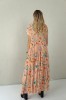 LONG FLOWING FLORAL DRESS WITH BLACK RIBBON