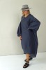 LOOSE SILHOUETTE GREY LINEN DRESS