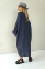 LOOSE SILHOUETTE GREY LINEN DRESS