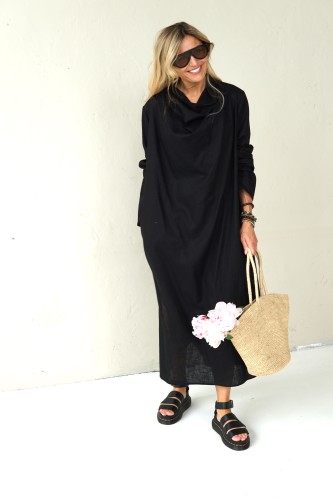 LOOSE SILHOUETTE LONG LINEN DRESS 