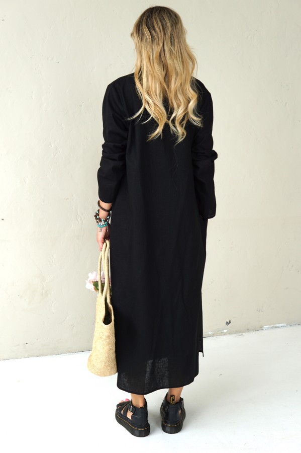LOOSE SILHOUETTE LONG LINEN DRESS 