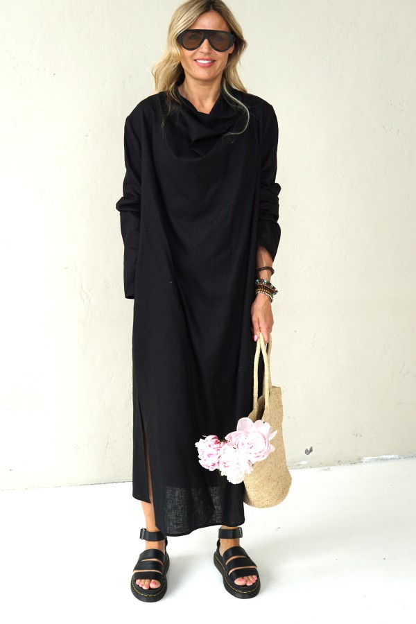 LOOSE SILHOUETTE LONG LINEN DRESS 