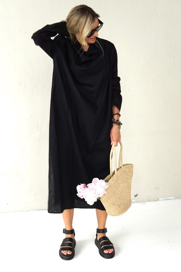 LOOSE SILHOUETTE LONG LINEN DRESS 