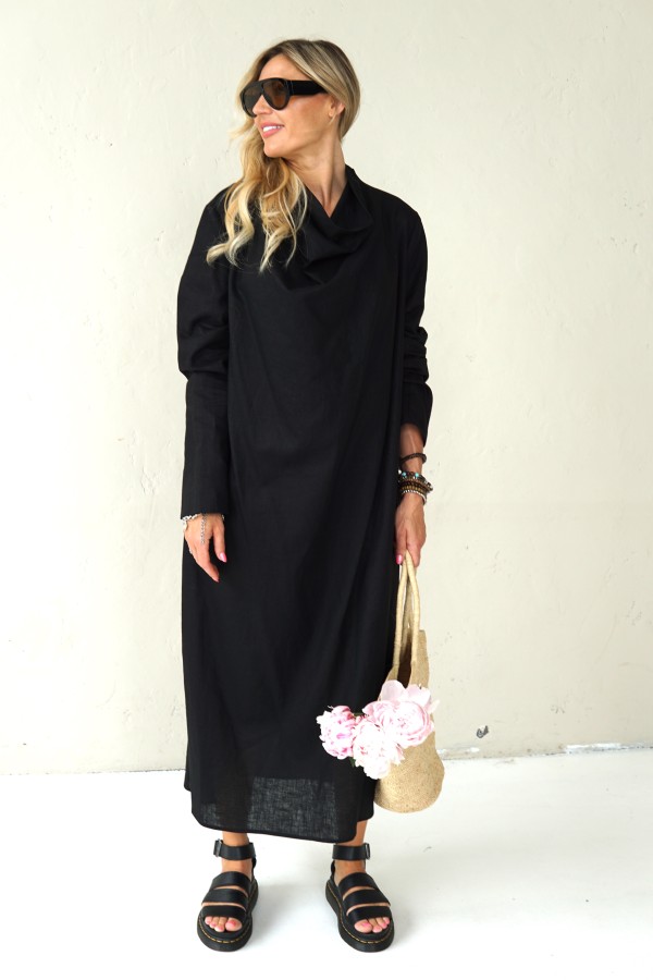 LOOSE SILHOUETTE LONG LINEN DRESS 