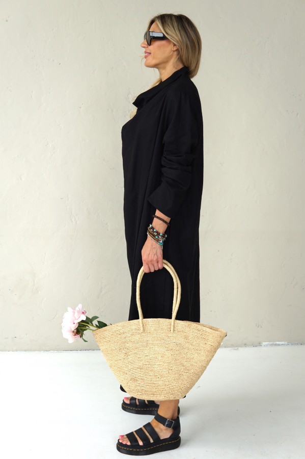 LOOSE SILHOUETTE LONG LINEN DRESS 