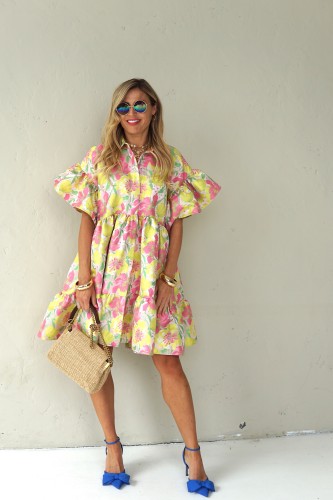 LUXURY JACQUARD PINK DRESS