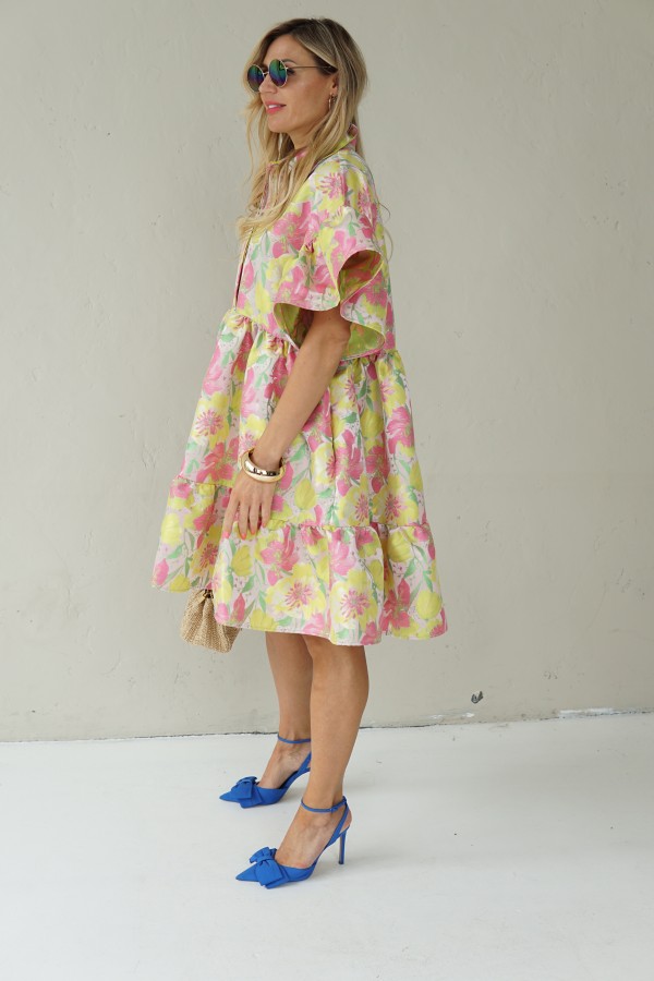 LUXURY JACQUARD PINK DRESS