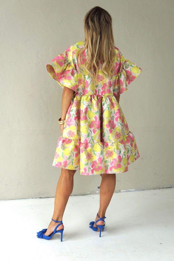 LUXURY JACQUARD PINK DRESS