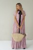 Long viscose floral dress with velvet belt