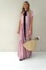 Long viscose floral dress with velvet belt