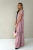 Long viscose floral dress with velvet belt