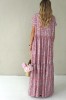 Long viscose floral dress with velvet belt