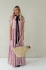 Long viscose floral dress with velvet belt