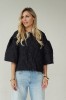 Luxurious jacquard blouse with puff sleeves