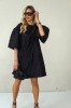 Luxurious jacquard dress with puff sleeves