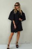 Luxurious jacquard dress with puff sleeves