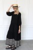 Maxi embroidered dress with ruffle at the waistline