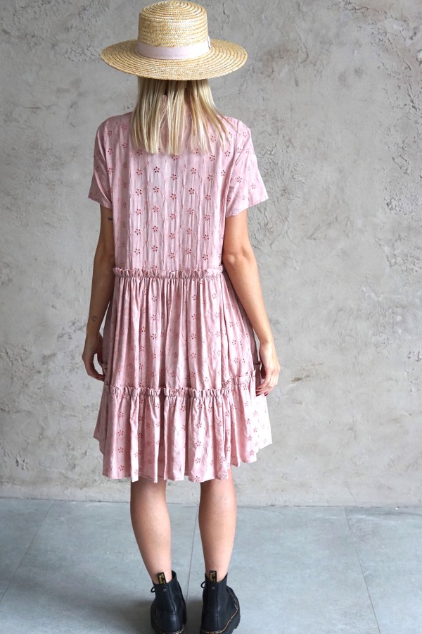 PINK VISCOSE SHIRT DRESS