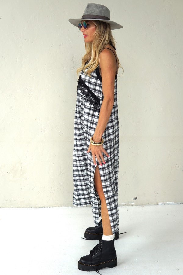 Plaid dress with thin straps