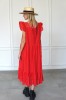 Red embroidered cotton dress