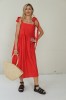 ROMANTIC LINEN RED DRESS