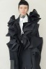 SPECIAL BLACK AVANT-GARDE LONG COAT WITH DETAILS