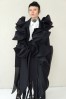 SPECIAL BLACK AVANT-GARDE LONG COAT WITH DETAILS