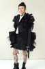 SPECIAL BLACK AVANT-GARDE COAT WITH DETAILS