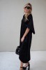 VELVET EVENING DRESS WITH TAFFETA DECOR 